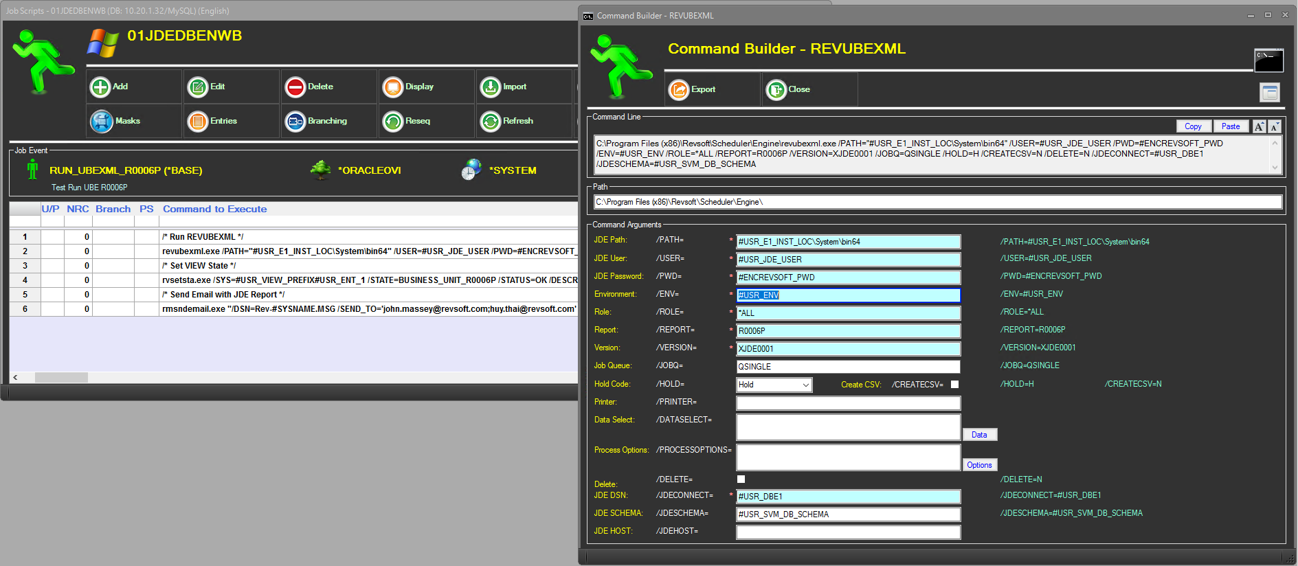 REVUBEXML Command Builder