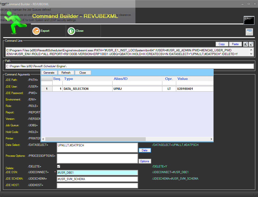 REVUBEXML Command Builder